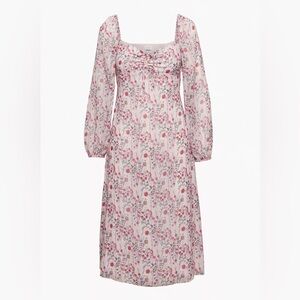 Aritzia Wilfred Jacqueline Floral Print Longsleeve Midi Dress Light Pink